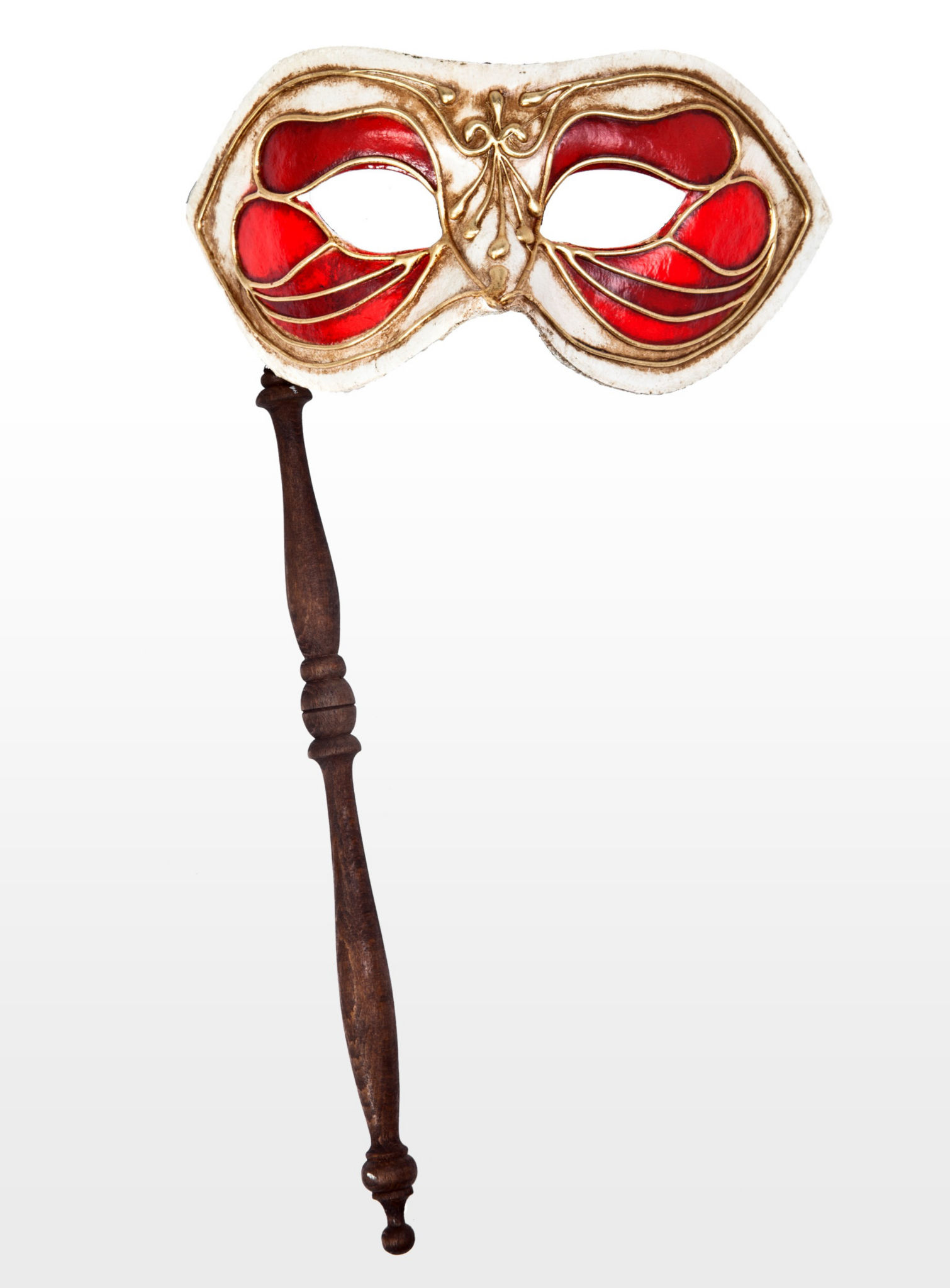 Colombina Monica rosso bianco con bastone Venetian Mask