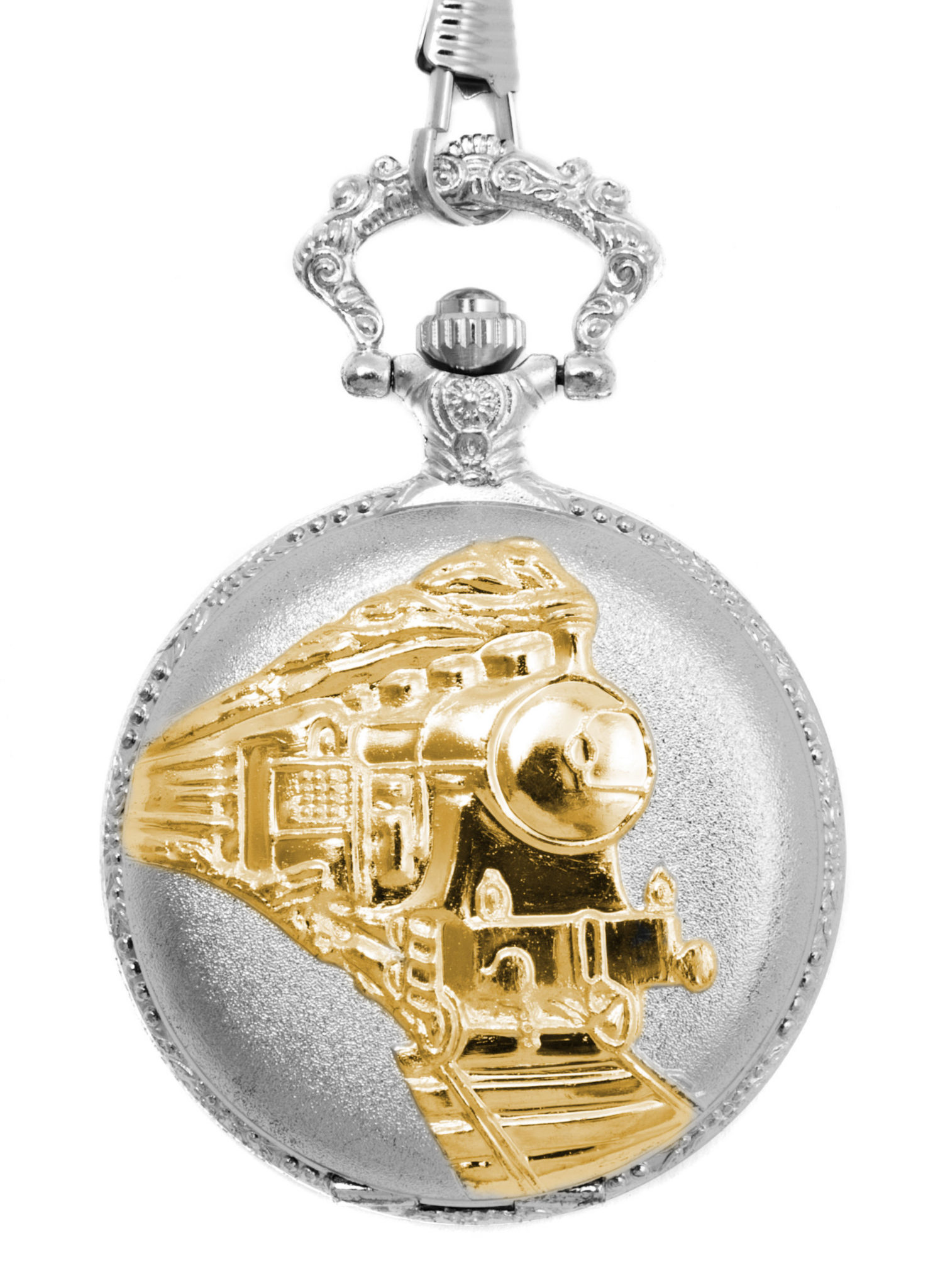 Dampflok Taschenuhr silber 