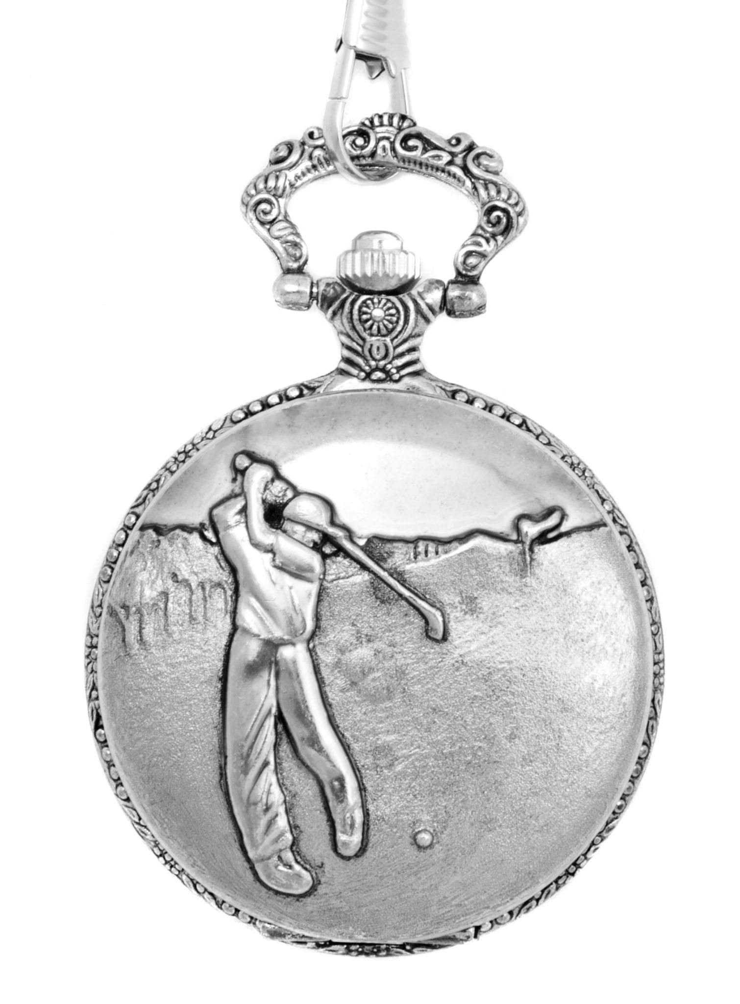 Golfer Taschenuhr silber 