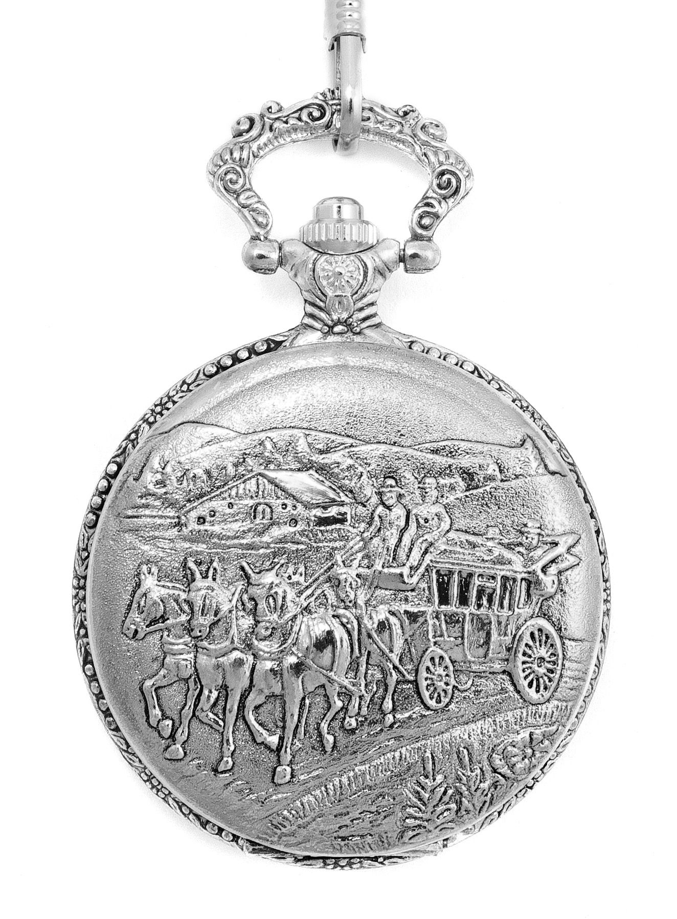 Postkutsche Taschenuhr silber 