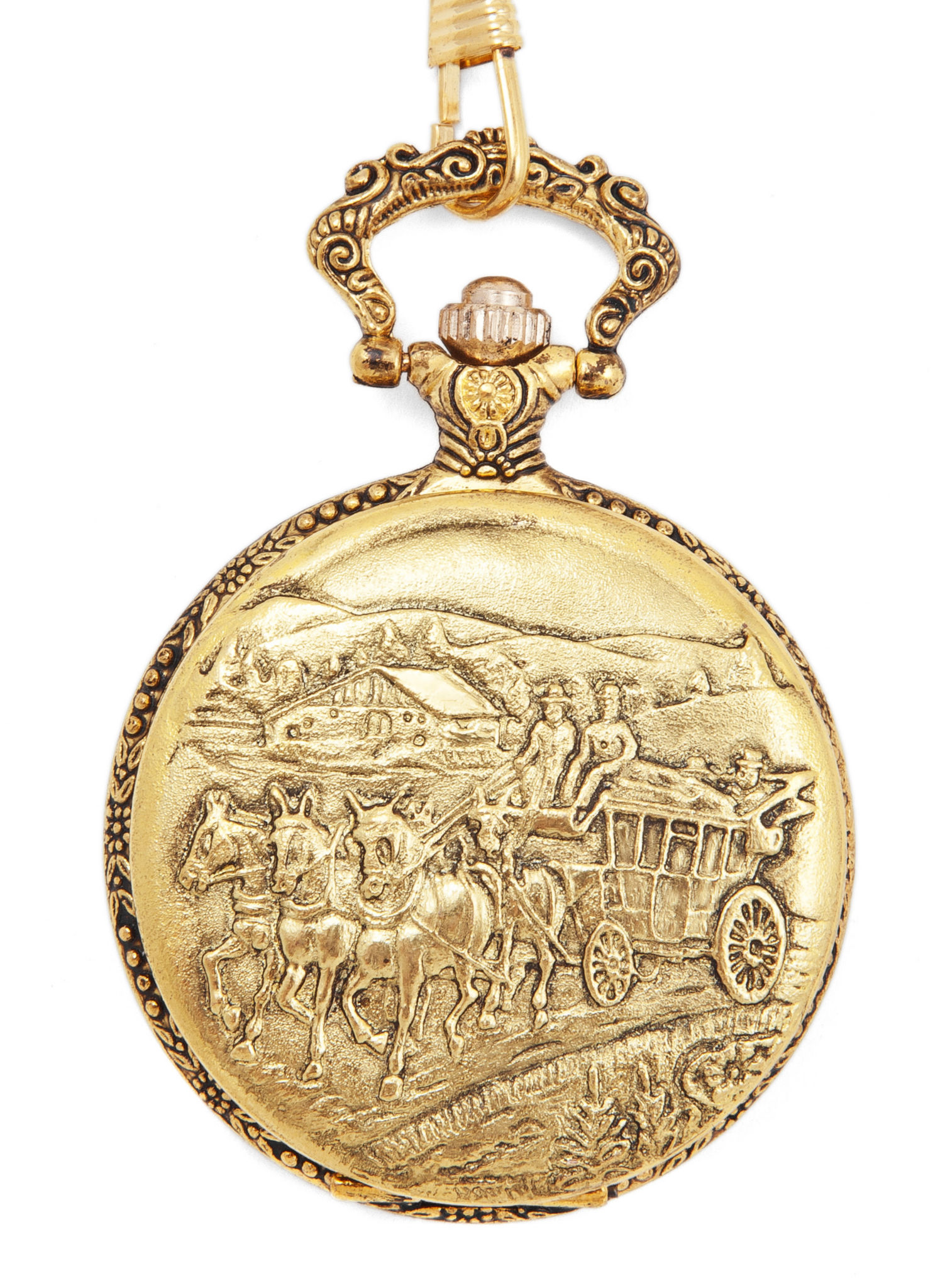 Postkutsche Taschenuhr gold 