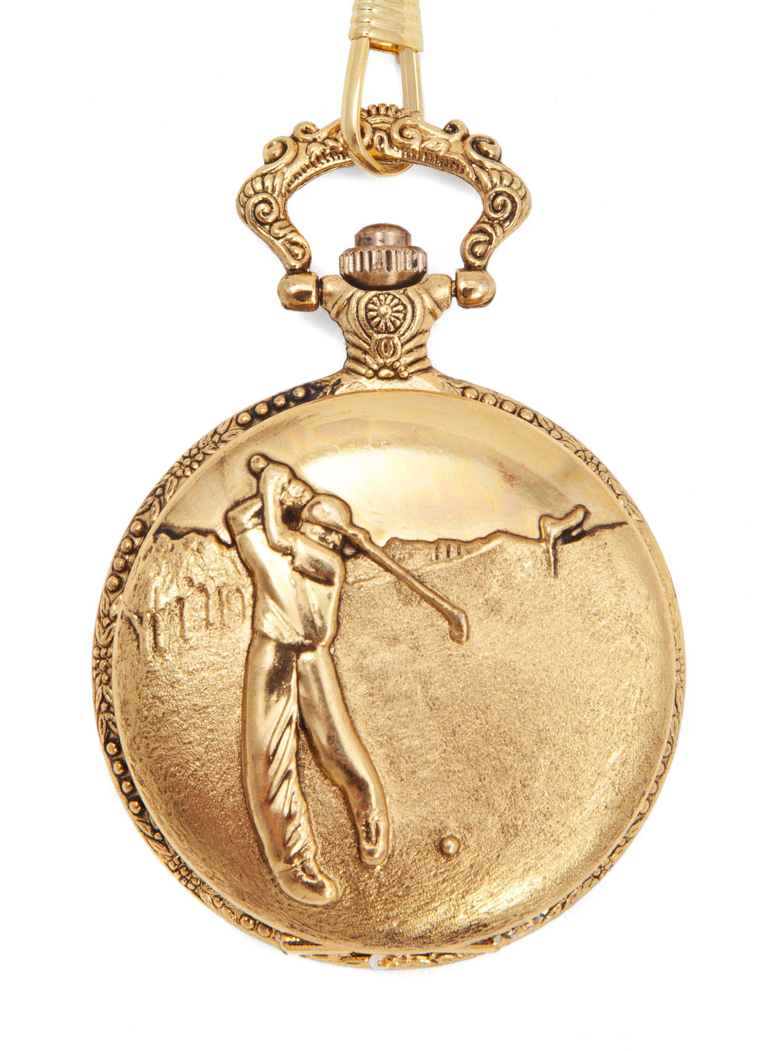 Golfer Taschenuhr gold 